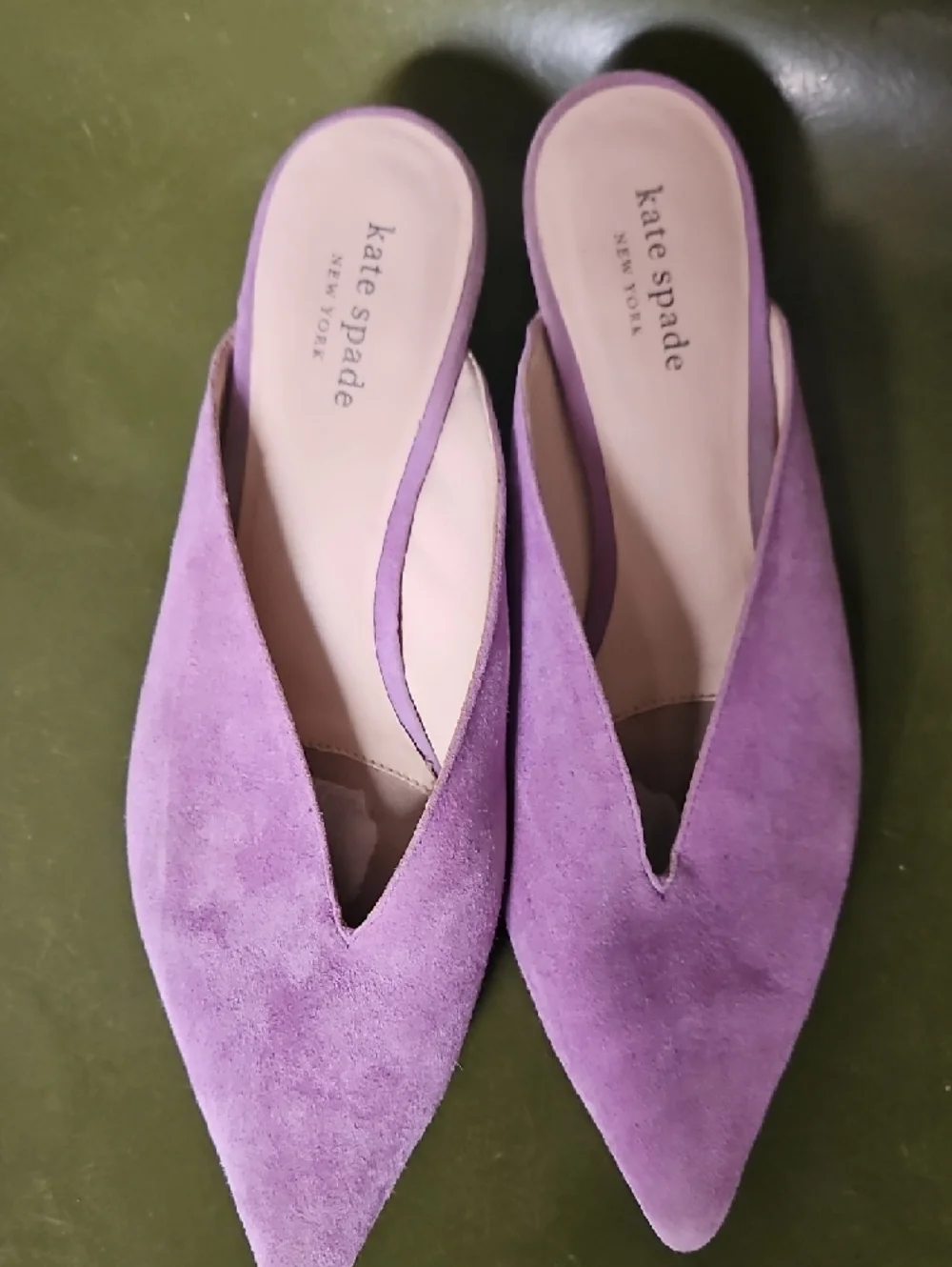 kate spade Lavender Suede Pointed Slip-On Mules Size US 7.5 Eu 38 - Picture 3 of 7